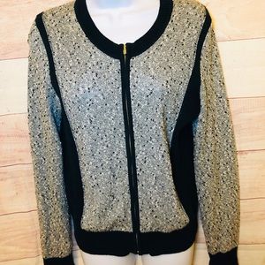 🎉Banana Republic Bomber Sweater with Gold Zipper